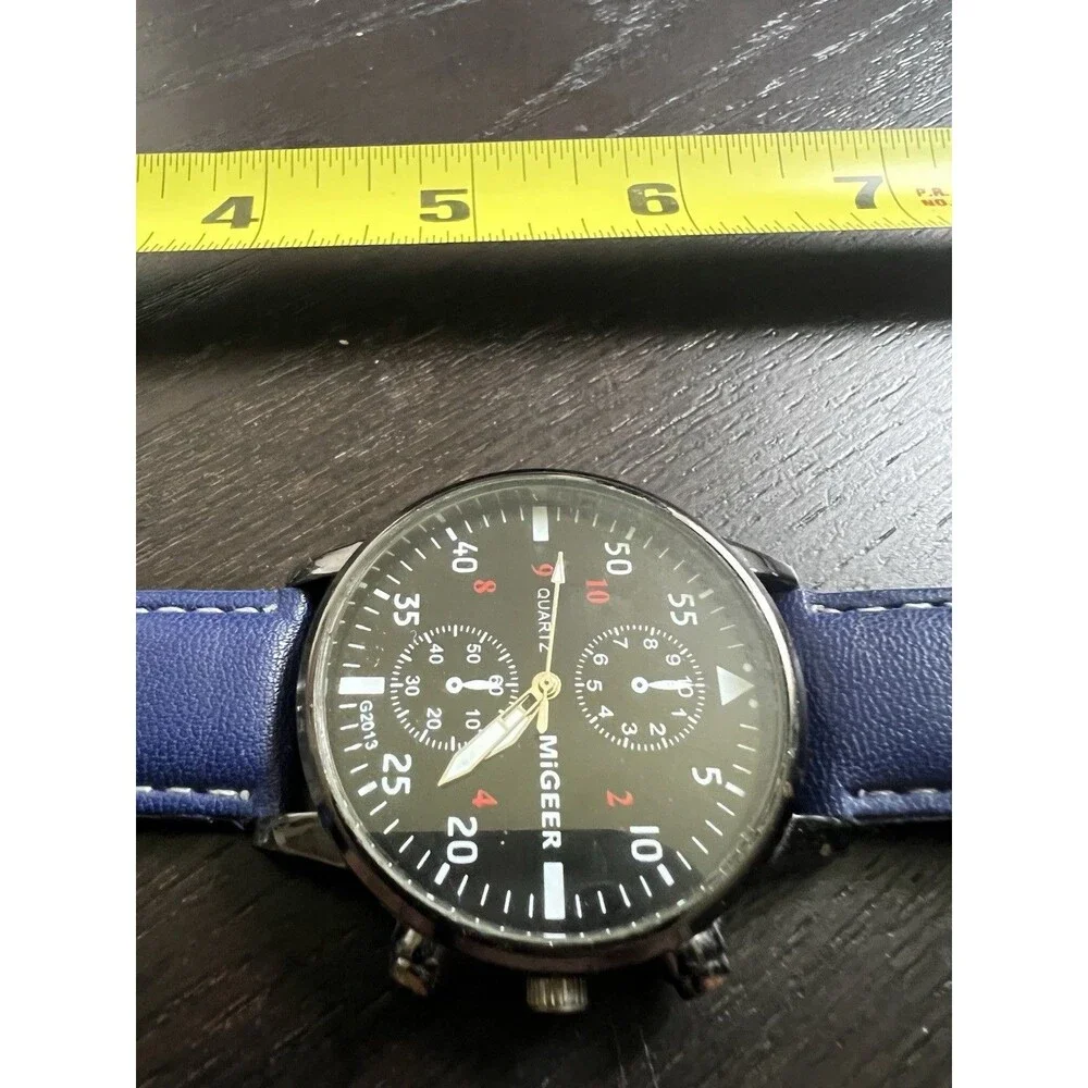 MIGEER Retro Racing Design Leather Band Watch Analog Quartz